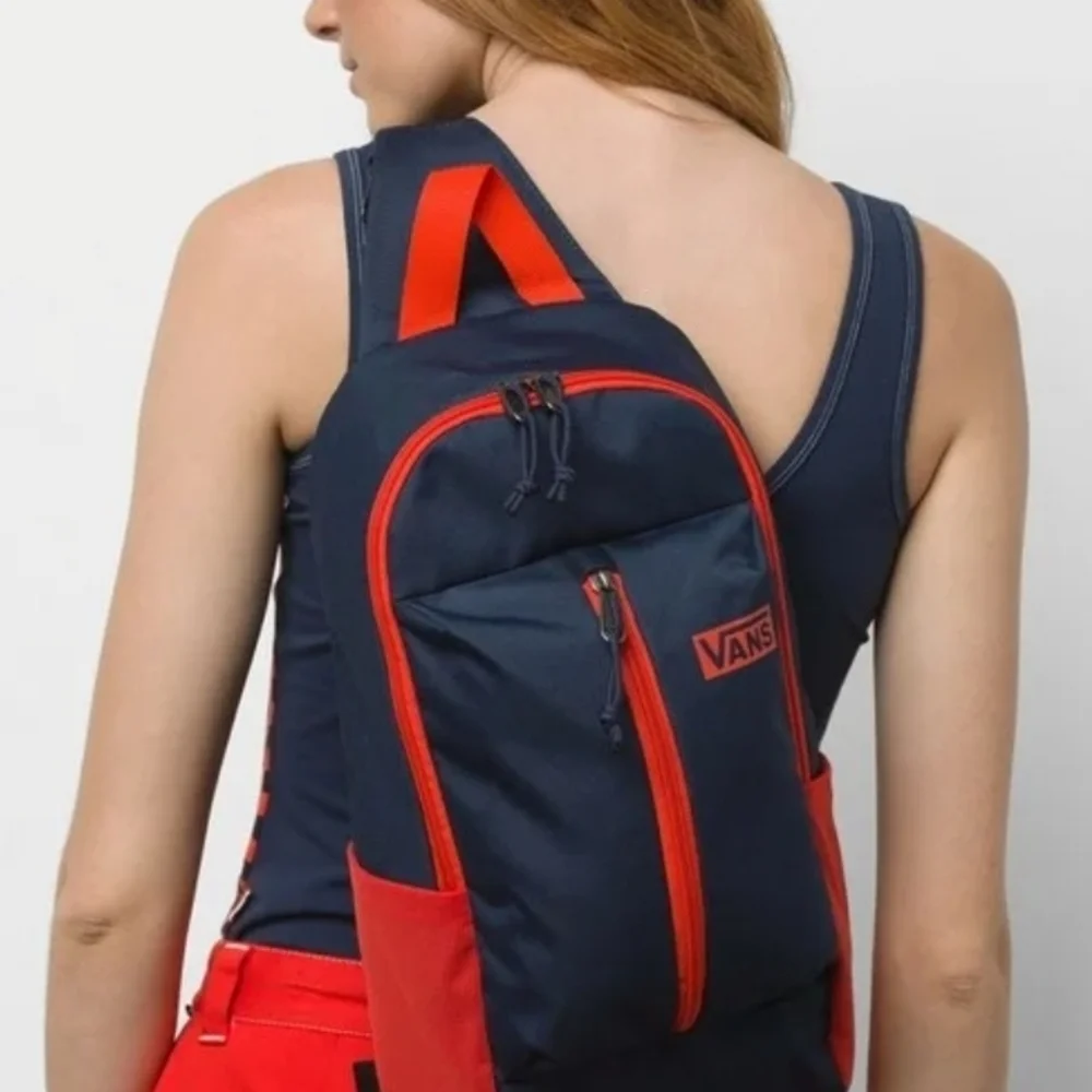 Vans Navy Backpack with Orange Accents